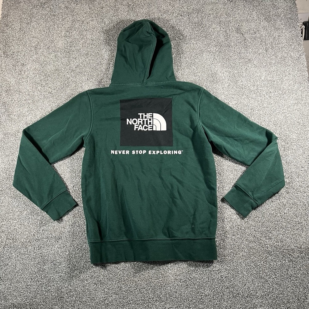 The North Face Pullover Hoodie Green Logo Sweatshirt Fleece Men’s Small - Picture 7 of 8
